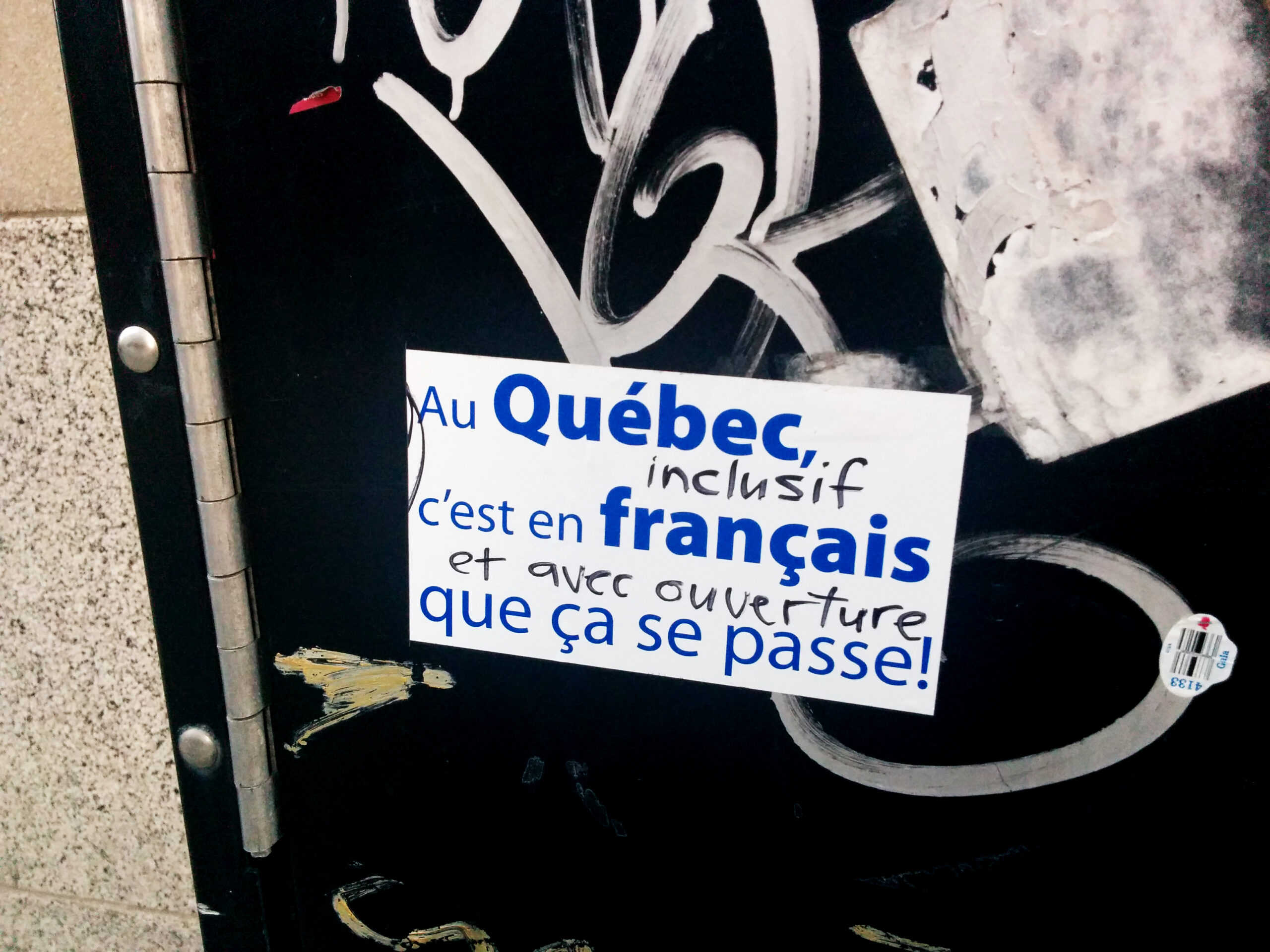 Autocollant Québec français, 18 juin 2014, image de A Disappearing Act, sous licence CC-BY-SA 2.0.