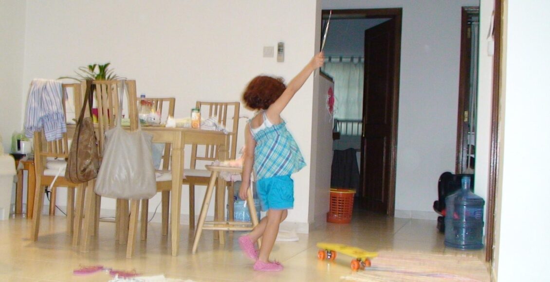 Age 4, April 2011, chanting the slogan of the Syrian Revolution in my living room (“The people demand the state to fall!!”).